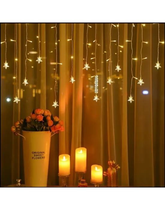 Yıldız 4m 96 Led 19 Saçak 40-50-60cm Gün Işığı Yıldız Boyutu:7cm