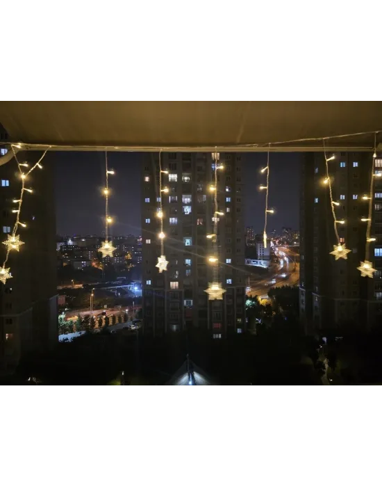 Yıldız 4m 96 Led 19 Saçak 40-50-60cm Gün Işığı Yıldız Boyutu:7cm