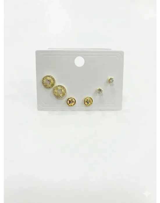 Yıldız Detaylı Altılı Küpe - Kp00603
