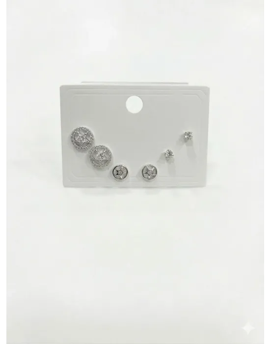 Yıldız Detaylı Altılı Küpe - Kp00604