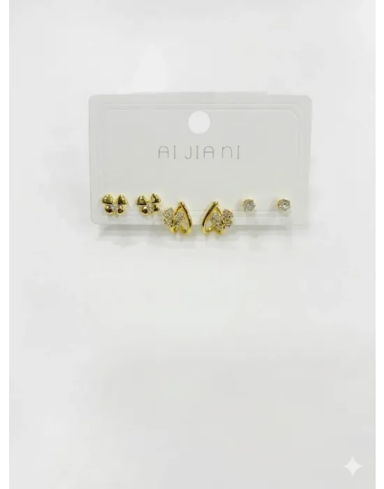 Yonca Detaylı Altılı Küpe - Kp00590
