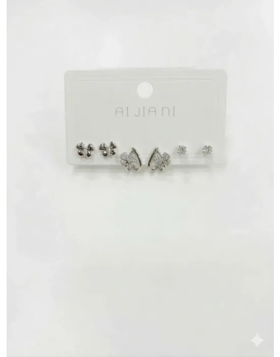 Yonca Detaylı Altılı Küpe - Kp00591