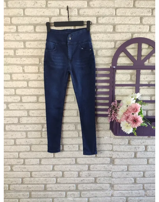 Yüksek Bel Likralı Jean Pantolon 90 Cm