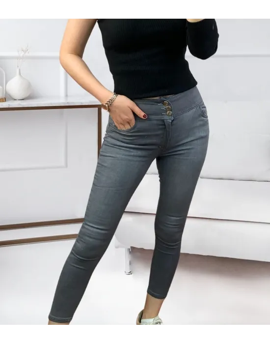 Yüksel Bel Likralı Kot Pantolon (Gri)