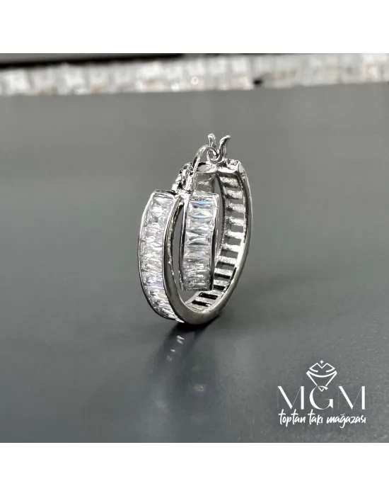 Zirkon Baget Taşlı Halka Küpe - Kp00129