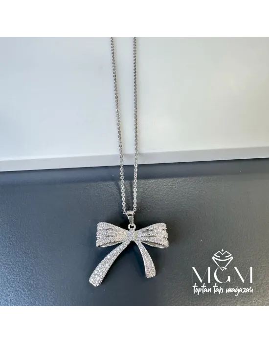 Zirkon Taşlı Fiyonk Kolye - Kl0018