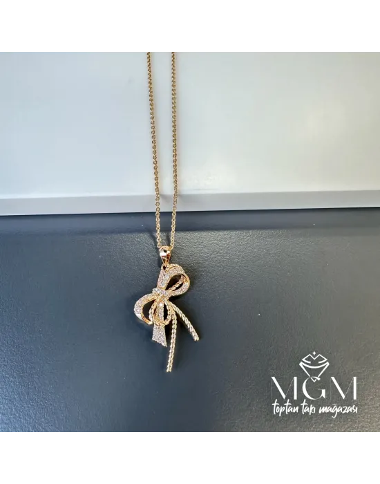 Zirkon Taşlı Fiyonk Kolye - Kl0021