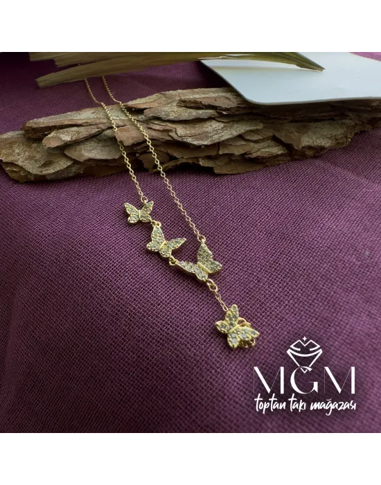Zirkon Taşlı Kelebek Detaylı Kolye - Kl0012