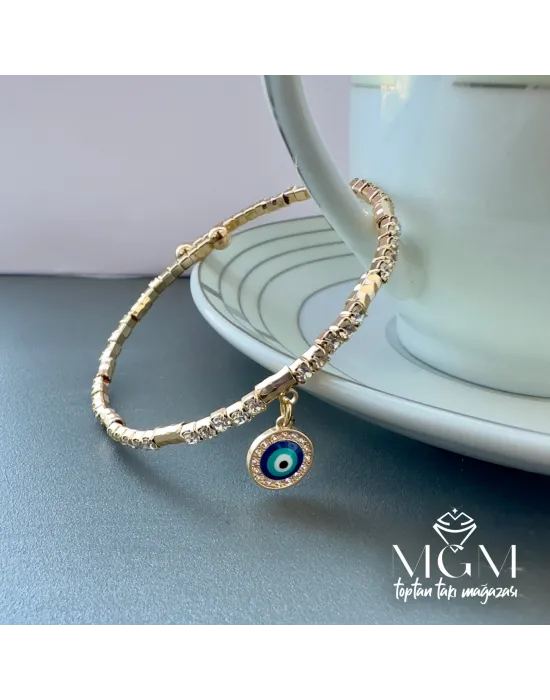 Zirkon Taşlı Nazar Boncuklu Bileklik - Kbl0009