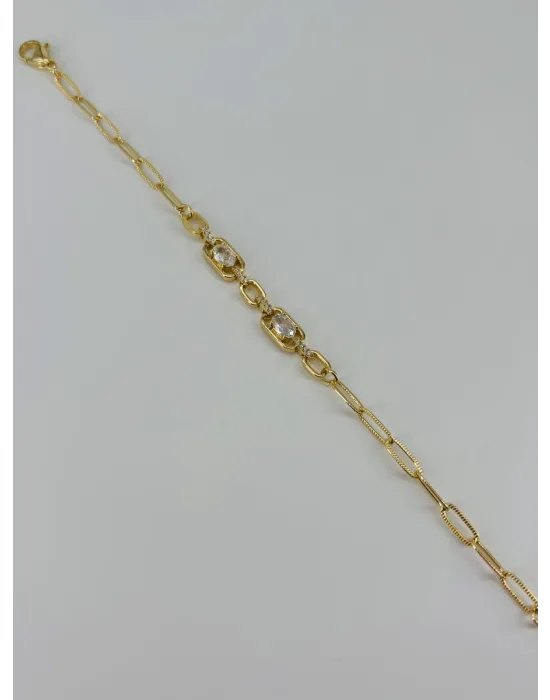    Zirkon Taşlı Pirinç Bileklikler 17+4 Cm  - Kbl0366