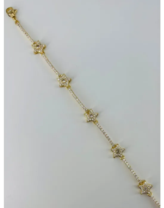    Zirkon Taşlı Pirinç Bileklikler 17+4 Cm  - Kbl0385