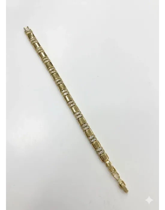    Zirkon Taşlı Pirinç Cm Bileklik 17+2 Cm  - Kbl0401