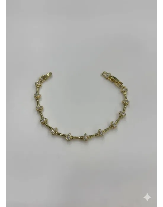    Zirkon Taşlı Pirinç Cm Bileklik 17+2 Cm  - Kbl0402