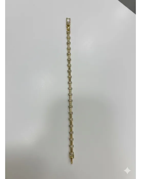    Zirkon Taşlı Pirinç Cm Bileklik 17+2 Cm  - Kbl0423