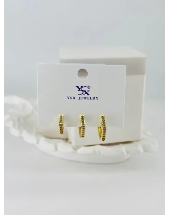 Zirkon Taşlı Üçlü Kombin Küpe - Kp00406