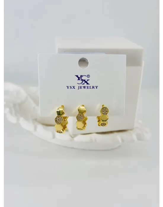 Zirkon Taşlı Üçlü Kombin Küpe - Kp00416