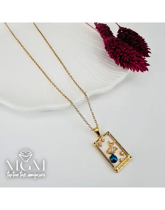 Zirkon Taşlı Zincir : Çelik Çelik Kolye 40+5 Cm - Kl0217
