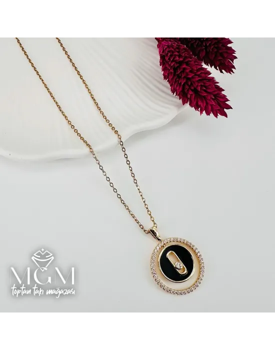 Zirkon Taşlı Zincir : Çelik Çelik Kolye 40+5 Cm - Kl0240