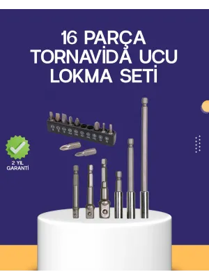 16 Parça Bits Ve Adaptör Seti Vidalama Tamir Bakım Seti
