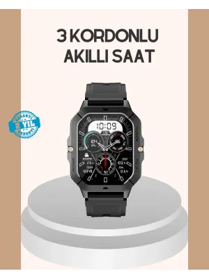 3 Kordonlu Akıllı Saat Uzun Pil Süreli