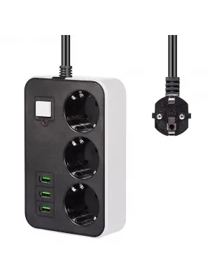 3 Usb’li 3’lü 1.8 M Akım Korumalı Priz
