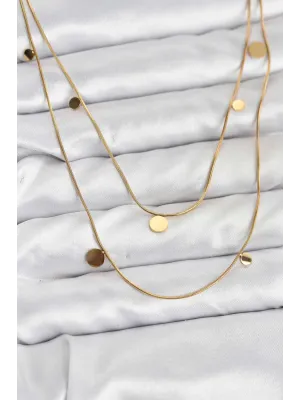 ietaks™ 316L Çelik Zincir Gold Renk Pullu Kadın Kolye