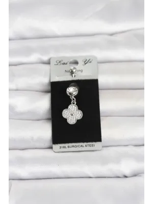 316L Cerrahi Çelik Sallantılı Yonca Model Göbek Piercing