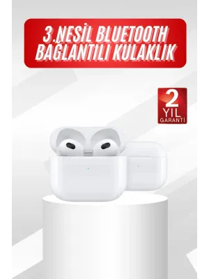 3.nesil İos Android Uyumlu Bluetooth 5.0 Beyaz Çağrı Cevaplama