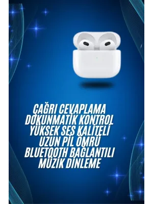 3.nesil İos Android Uyumlu Bluetooth 5.0 Beyaz Çağrı Cevaplama