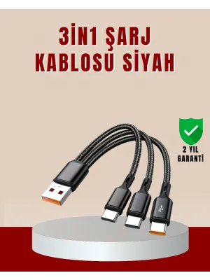 3’ü 1 Arada Hızlı Şarj Kablosu – İos Android Type-c Uyumlu