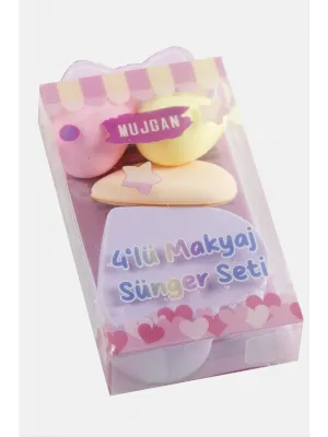 4 Adet Kalp Makyaj Süngeri