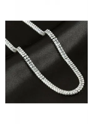 4 mm Baget Taşlı Zirkon Lüks Çelik Kolye
