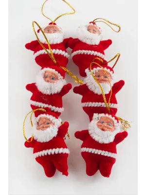 6 Adet Küçük Noel Baba Yılbaşı Ağaç Süsü