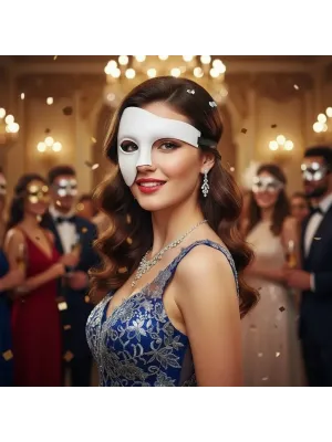 Beyaz Yarım Erkek Maske – Phantom Parti & Balo Maskesi