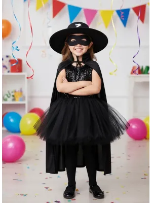 Çocuk Boy Zorro Pelerin + Şapka + Maske Kostüm Seti