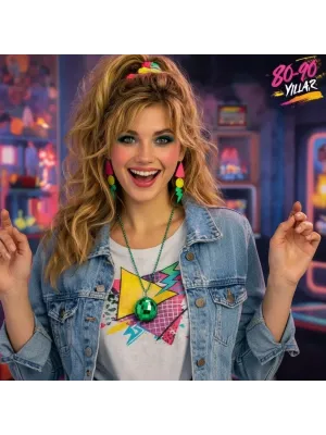 Retro Disko Topu Şekilli 80'ler 90'lar Yeşil Renk Plastik Kolye