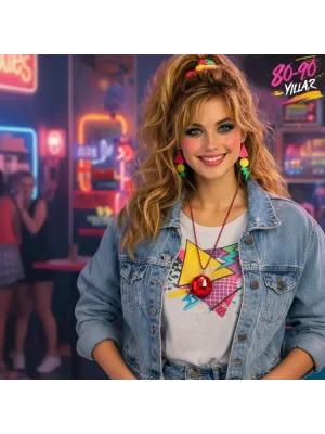 Retro Disko Topu Şekilli 80'ler 90'lar Kırmızı Renk Plastik Kolye