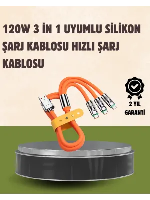 120 w Şarj Ve Veri Aktarımı Kablo– 3 Başlıklı Çok Amaçlı Kablo Yüksek Hızlı