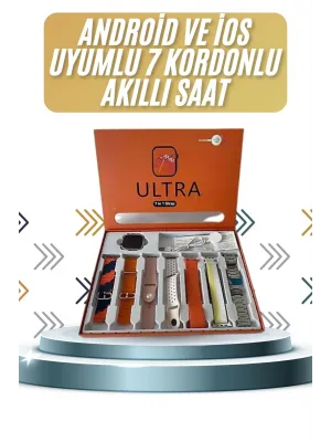 7 Kordonlu Akıllı Saat Plastik Kordon Hasır Kordon Çelik Kordon