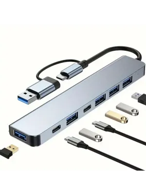 8 İn 1 Usb Çevirici Notebook Macbook Type-c Uyumlu Görüntü Aktarıcı Hub