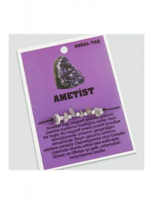 Ametist Doğaltaşlı İp Bileklik