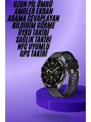Amoled Ekran 3 Kordonlu Akıllı Saat 5.0 Bluetooth Bağlantılı Android Ve İos Uyumlu