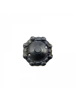 Antika Tarz Dekoratif Pirinç Güllü Kapı Zili - 75mm, Oksit