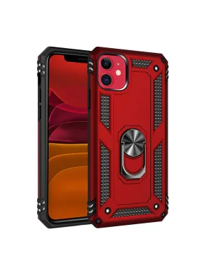 Apple İphone 11 Kılıf Sofya Yüzüklü Silikon Kapak - Kırmızı
