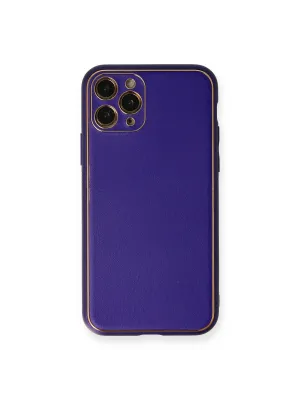 Apple İphone 11 Pro Kılıf Coco Deri Silikon Kapak - Mor