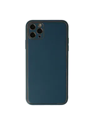 Apple İphone 11 Pro Max Kılıf Coco Deri Silikon Kapak - Mavi