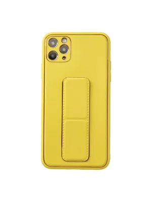 Apple İphone 11 Pro Max Kılıf Coco Deri Standlı Kapak - Sarı