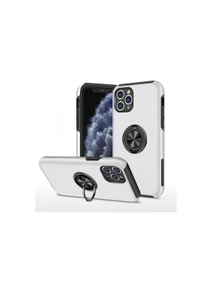 Apple İphone 11 Pro Max Kılıf Elit Yüzüklü Kapak - Gümüş
