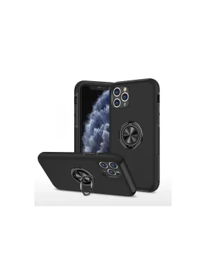 Apple İphone 11 Pro Max Kılıf Elit Yüzüklü Kapak - Siyah