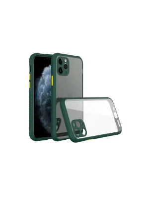 Apple İphone 11 Pro Max Kılıf Miami Şeffaf Silikon - Koyu Yeşil